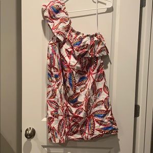 J. Crew XL OneShoulder Beautiful Print Linen Dress